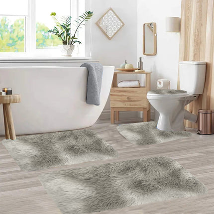 Tyidzon 5Pc Bath Mats for Bathroom, Quick-Dry Bathroom Rugs Sets Washable Non-Slip Bath Mat Ultra Soft Absorbent with U-Shaped Toilet for Bathroom, Tub, Shower, Gray 02-Gray.