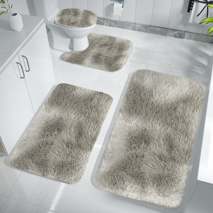 Tyidzon 5Pc Bath Mats for Bathroom, Quick-Dry Bathroom Rugs Sets Washable Non-Slip Bath Mat Ultra Soft Absorbent with U-Shaped Toilet for Bathroom, Tub, Shower, Gray 02-Gray.