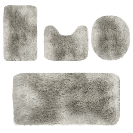 Tyidzon 5Pc Bath Mats for Bathroom, Quick-Dry Bathroom Rugs Sets Washable Non-Slip Bath Mat Ultra Soft Absorbent with U-Shaped Toilet for Bathroom, Tub, Shower, Gray 02-Gray.