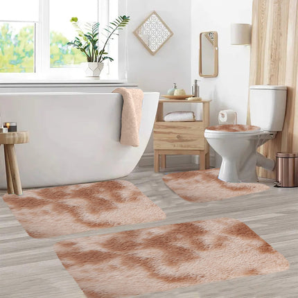 Tyidzon 5Pc Bath Mats for Bathroom, Quick-Dry Bathroom Rugs Sets Washable Non-Slip Bath Mat Ultra Soft Absorbent with U-Shaped Toilet for Bathroom, Tub, Shower, Gray 02-Khaki.