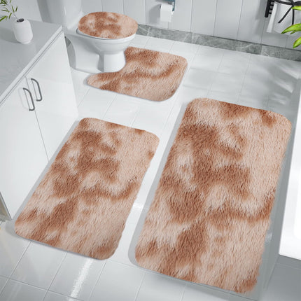 Tyidzon 5Pc Bath Mats for Bathroom, Quick-Dry Bathroom Rugs Sets Washable Non-Slip Bath Mat Ultra Soft Absorbent with U-Shaped Toilet for Bathroom, Tub, Shower, Gray 02-Khaki.