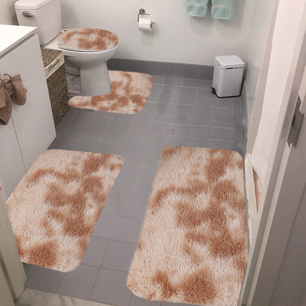 Tyidzon 5Pc Bath Mats for Bathroom, Quick-Dry Bathroom Rugs Sets Washable Non-Slip Bath Mat Ultra Soft Absorbent with U-Shaped Toilet for Bathroom, Tub, Shower, Gray 02-Khaki.
