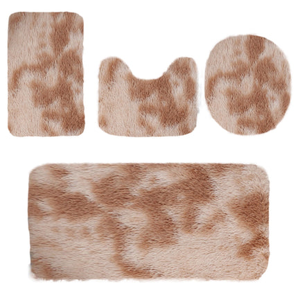 Tyidzon 5Pc Bath Mats for Bathroom, Quick-Dry Bathroom Rugs Sets Washable Non-Slip Bath Mat Ultra Soft Absorbent with U-Shaped Toilet for Bathroom, Tub, Shower, Gray 02-Khaki.