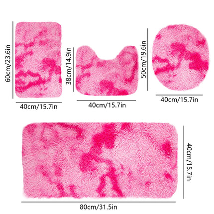 Tyidzon 5Pc Bath Mats for Bathroom, Quick-Dry Bathroom Rugs Sets Washable Non-Slip Bath Mat Ultra Soft Absorbent with U-Shaped Toilet for Bathroom, Tub, Shower, Gray 02-Pink.