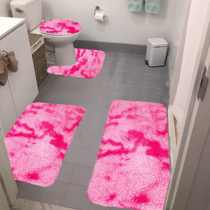 Tyidzon 5Pc Bath Mats for Bathroom, Quick-Dry Bathroom Rugs Sets Washable Non-Slip Bath Mat Ultra Soft Absorbent with U-Shaped Toilet for Bathroom, Tub, Shower, Gray 02-Pink.