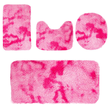 Tyidzon 5Pc Bath Mats for Bathroom, Quick-Dry Bathroom Rugs Sets Washable Non-Slip Bath Mat Ultra Soft Absorbent with U-Shaped Toilet for Bathroom, Tub, Shower, Gray 02-Pink.