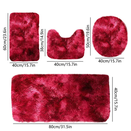 Tyidzon 5Pc Bath Mats for Bathroom, Quick-Dry Bathroom Rugs Sets Washable Non-Slip Bath Mat Ultra Soft Absorbent with U-Shaped Toilet for Bathroom, Tub, Shower, Gray 02-Red.