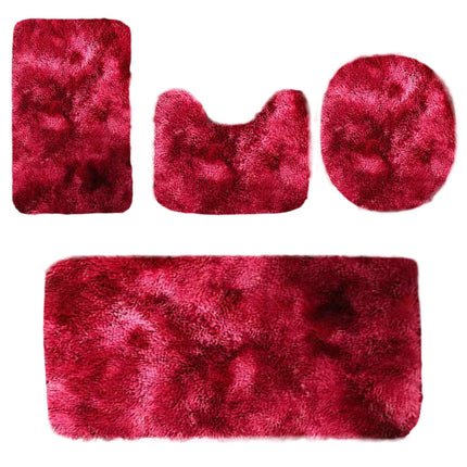 Tyidzon 5Pc Bath Mats for Bathroom, Quick-Dry Bathroom Rugs Sets Washable Non-Slip Bath Mat Ultra Soft Absorbent with U-Shaped Toilet for Bathroom, Tub, Shower, Gray 02-Red.