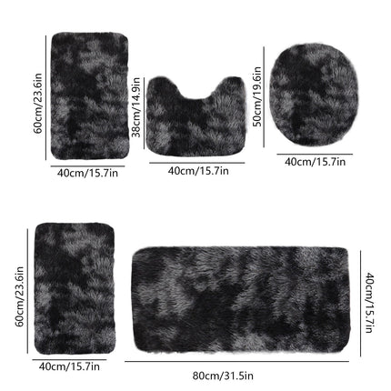 Tyidzon 5Pc Bath Mats for Bathroom, Quick-Dry Bathroom Rugs Sets Washable Non-Slip Bath Mat Ultra Soft Absorbent with U-Shaped Toilet for Bathroom, Tub, Shower, Gray 03-Black.