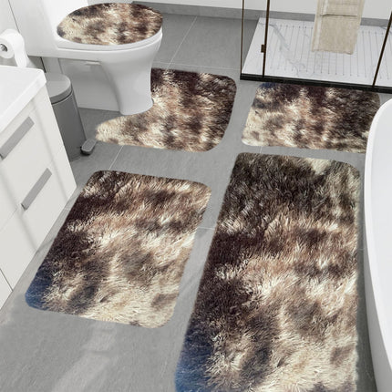 Tyidzon 5Pc Bath Mats for Bathroom, Quick-Dry Bathroom Rugs Sets Washable Non-Slip Bath Mat Ultra Soft Absorbent with U-Shaped Toilet for Bathroom, Tub, Shower, Gray 03-Brown.