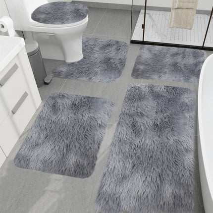 Tyidzon 5Pc Bath Mats for Bathroom, Quick-Dry Bathroom Rugs Sets Washable Non-Slip Bath Mat Ultra Soft Absorbent with U-Shaped Toilet for Bathroom, Tub, Shower, Gray 03-Gray.