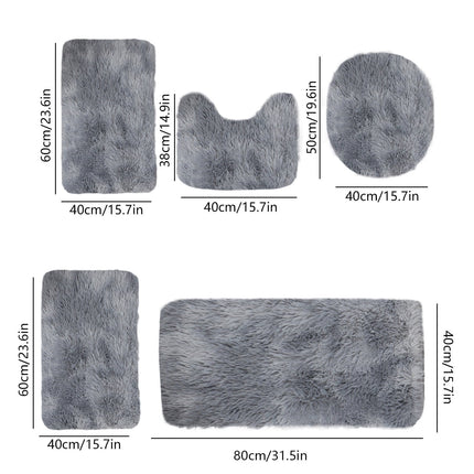 Tyidzon 5Pc Bath Mats for Bathroom, Quick-Dry Bathroom Rugs Sets Washable Non-Slip Bath Mat Ultra Soft Absorbent with U-Shaped Toilet for Bathroom, Tub, Shower, Gray 03-Gray.