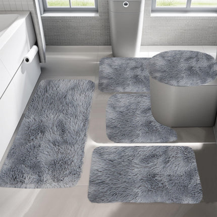 Tyidzon 5Pc Bath Mats for Bathroom, Quick-Dry Bathroom Rugs Sets Washable Non-Slip Bath Mat Ultra Soft Absorbent with U-Shaped Toilet for Bathroom, Tub, Shower, Gray 03-Gray.