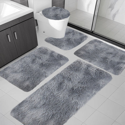 Tyidzon 5Pc Bath Mats for Bathroom, Quick-Dry Bathroom Rugs Sets Washable Non-Slip Bath Mat Ultra Soft Absorbent with U-Shaped Toilet for Bathroom, Tub, Shower, Gray 03-Gray.