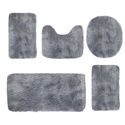 Tyidzon 5Pc Bath Mats for Bathroom, Quick-Dry Bathroom Rugs Sets Washable Non-Slip Bath Mat Ultra Soft Absorbent with U-Shaped Toilet for Bathroom, Tub, Shower, Gray 03-Gray.
