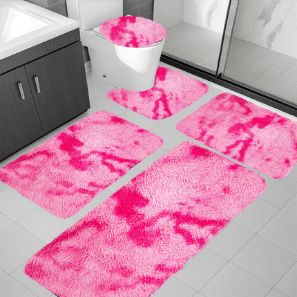 Tyidzon 5Pc Bath Mats for Bathroom, Quick-Dry Bathroom Rugs Sets Washable Non-Slip Bath Mat Ultra Soft Absorbent with U-Shaped Toilet for Bathroom, Tub, Shower, Gray 03-Pink.
