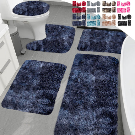 Tyidzon 5Pc Bath Mats for Bathroom, Quick-Dry Bathroom Rugs Sets Washable Non-Slip Bath Mat Ultra Soft Absorbent with U-Shaped Toilet for Bathroom, Tub, Shower, Gray 03-Red.