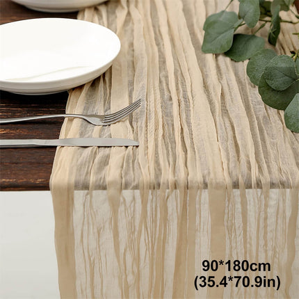 PALIFEUR Cheesecloth Table Runner, 35 x 71 Inch Cheese Cloth Table Runner for Wedding Bridal Shower Party, Home Decorations Table Runners Cheesecloth Beige.