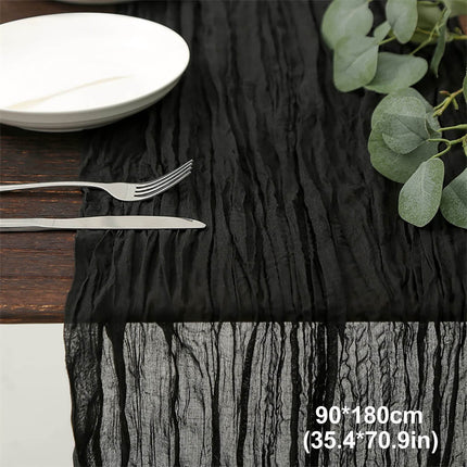 PALIFEUR Cheesecloth Table Runner, 35 x 71 Inch Cheese Cloth Table Runner for Wedding Bridal Shower Party, Home Decorations Table Runners Cheesecloth Black.