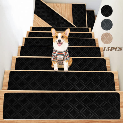 PALIFEUR Stair Treads for Wooden Steps, Soft Stair Treads, 8 x 30 Inch Reusable Carpet Stair Treads, Washable Stair Runners for Wooden Steps Non Slip Stair Rugs #12_Gray.