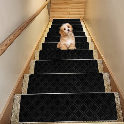 PALIFEUR Stair Treads for Wooden Steps, Soft Stair Treads, 8 x 30 Inch Reusable Carpet Stair Treads, Washable Stair Runners for Wooden Steps Non Slip Stair Rugs #12_Gray.