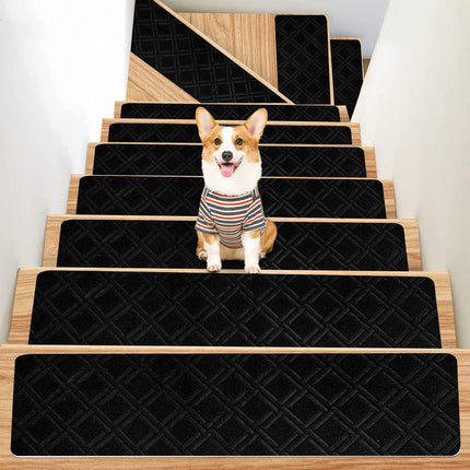 PALIFEUR Stair Treads for Wooden Steps, Soft Stair Treads, 8 x 30 Inch Reusable Carpet Stair Treads, Washable Stair Runners for Wooden Steps Non Slip Stair Rugs #12_Gray.