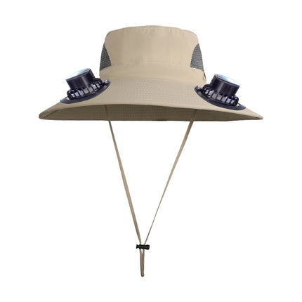 PALIFEUR Wide Brim Solar Fan Hat with 2 Solar Fan, Fan Built in Hat with Fans Solar Power, Solar Powered Fan Hat for Outdoor Fishing Travel, 3 Speed Adjustable Fan Hat White.