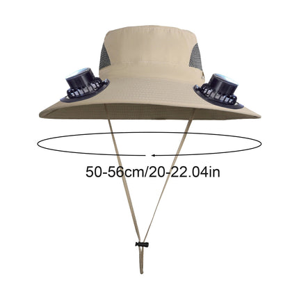 PALIFEUR Wide Brim Solar Fan Hat with 2 Solar Fan, Fan Built in Hat with Fans Solar Power, Solar Powered Fan Hat for Outdoor Fishing Travel, 3 Speed Adjustable Fan Hat White.