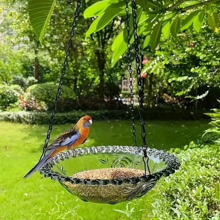 PALIFEUR Bird Feeders for Outdoors Hanging Bird Feeder Wild Birds Feeder, Birdfeeders Outside Hanging, Wild Small Large Bowl Feeders for Garden (Diameter 15.7", Hight 1.97") Black.