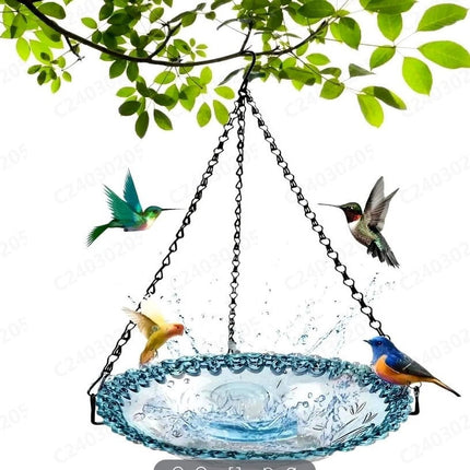 PALIFEUR Bird Feeders for Outdoors Hanging Bird Feeder Wild Birds Feeder, Birdfeeders Outside Hanging, Wild Small Large Bowl Feeders for Garden (Diameter 15.7", Hight 1.97") Black.