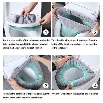 PALIFEUR Toilet Seat Cushion, Soft Thicker Knitting Cotton Bathroom Toilet Seat Cover, Non Slip Warmer Comfortable Seat Cushions with Memory Foam, Washable Reusable Toilet Seat Covers Coffee.