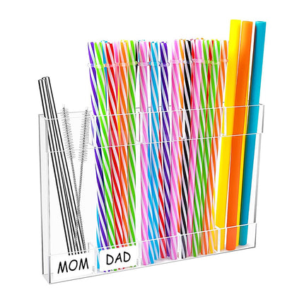 Tyidzon Acrylic Straw Holder for Cabinet, Reusable Tumbler Straw Organizer Storage Container Straw Holder for Counter Cabinet Cupboard Kitchen Clear.