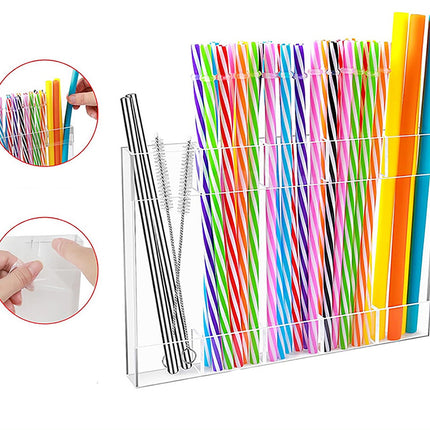 Tyidzon Acrylic Straw Holder for Cabinet, Reusable Tumbler Straw Organizer Storage Container Straw Holder for Counter Cabinet Cupboard Kitchen Clear.
