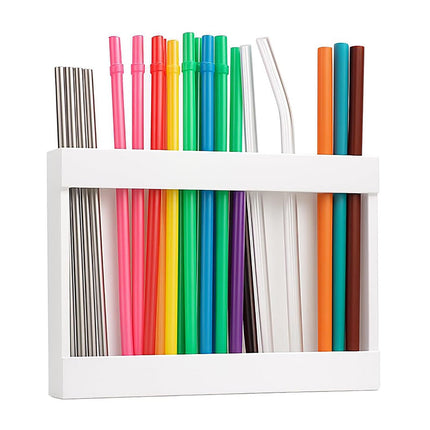 Tyidzon Acrylic Straw Holder for Cabinet, Reusable Tumbler Straw Organizer Storage Container Straw Holder for Counter Cabinet Cupboard Kitchen White.