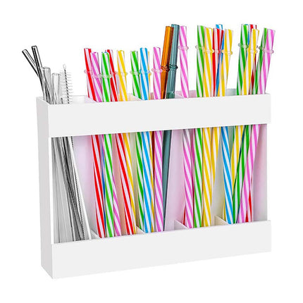 Tyidzon Acrylic Straw Holder for Cabinet, Reusable Tumbler Straw Organizer Storage Container Straw Holder for Counter Cabinet Cupboard Kitchen White.