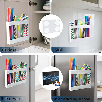 Tyidzon Acrylic Straw Holder for Cabinet, Reusable Tumbler Straw Organizer Storage Container Straw Holder for Counter Cabinet Cupboard Kitchen White.