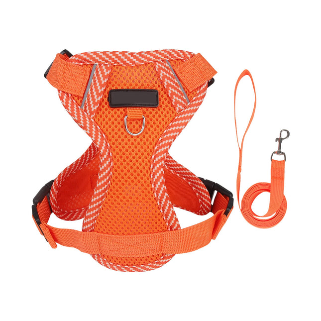 Tyidzon Small Dog Harness with Pet Lead, Puppy Harness Reflective Step-in Puppy Pet Harnesses for Small Medium Dogs and Cats Orange.