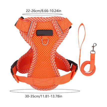 Tyidzon Small Dog Harness with Pet Lead, Puppy Harness Reflective Step-in Puppy Pet Harnesses for Small Medium Dogs and Cats Orange.