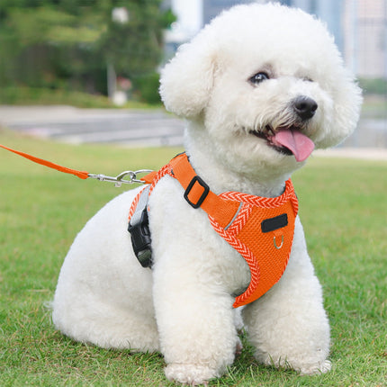 Tyidzon Small Dog Harness with Pet Lead, Puppy Harness Reflective Step-in Puppy Pet Harnesses for Small Medium Dogs and Cats Orange.