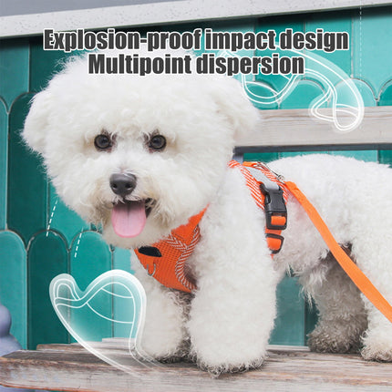 Tyidzon Small Dog Harness with Pet Lead, Puppy Harness Reflective Step-in Puppy Pet Harnesses for Small Medium Dogs and Cats Orange.