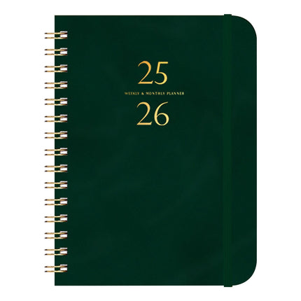 Xuniizn Academic Planner 2025-2026, Daily, Weekly & Monthly Planner, Journaling Notebooks for Work, Spiral Notebook, Twin-Wire Binding Day and Weekly Agenda for Work, Daily Planner Army Green.