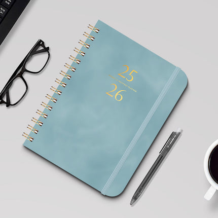Xuniizn Academic Planner 2025-2026, Daily, Weekly & Monthly Planner, Journaling Notebooks for Work, Spiral Notebook, Twin-Wire Binding Day and Weekly Agenda for Work, Daily Planner Blue.