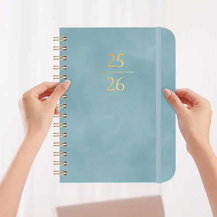 Xuniizn Academic Planner 2025-2026, Daily, Weekly & Monthly Planner, Journaling Notebooks for Work, Spiral Notebook, Twin-Wire Binding Day and Weekly Agenda for Work, Daily Planner Blue.