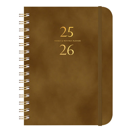 Xuniizn Academic Planner 2025-2026, Daily, Weekly & Monthly Planner, Journaling Notebooks for Work, Spiral Notebook, Twin-Wire Binding Day and Weekly Agenda for Work, Daily Planner Brown.