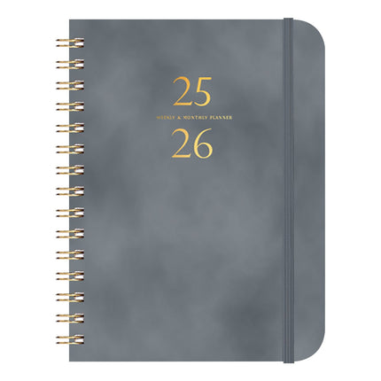 Xuniizn Academic Planner 2025-2026, Daily, Weekly & Monthly Planner, Journaling Notebooks for Work, Spiral Notebook, Twin-Wire Binding Day and Weekly Agenda for Work, Daily Planner Gray.