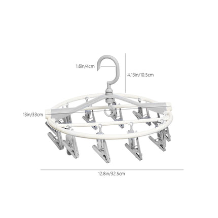 Tyidzon Drying Rack Clothing Hanging Clothes Drying Rack with 20 Clips, Heavy Duty Round Clothes Hangers Clothes Rack for Drying Towel, Sock, Hat, Scarf Gray.