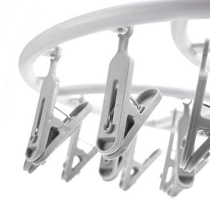 Tyidzon Drying Rack Clothing Hanging Clothes Drying Rack with 20 Clips, Heavy Duty Round Clothes Hangers Clothes Rack for Drying Towel, Sock, Hat, Scarf Gray.