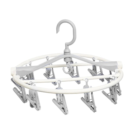 Tyidzon Drying Rack Clothing Hanging Clothes Drying Rack with 20 Clips, Heavy Duty Round Clothes Hangers Clothes Rack for Drying Towel, Sock, Hat, Scarf Gray.