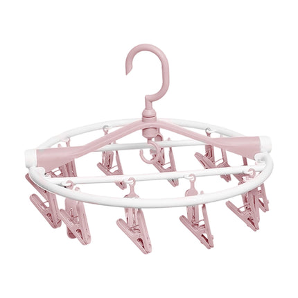 Tyidzon Drying Rack Clothing Hanging Clothes Drying Rack with 20 Clips, Heavy Duty Round Clothes Hangers Clothes Rack for Drying Towel, Sock, Hat, Scarf Pink.