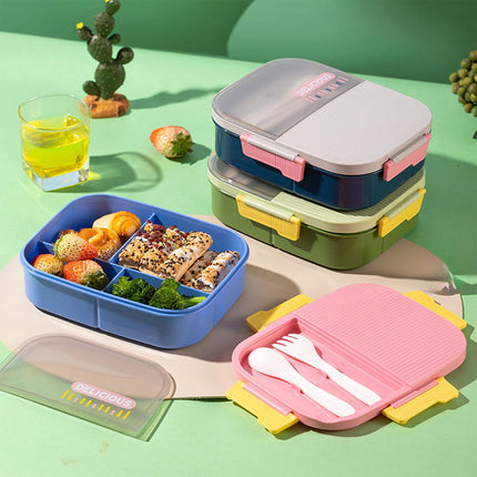 Xuniizn Bento Box Adult Lunch Box, Containers for Adults Men Women, Lunchable Food Container with Utensils, Sauce Jar, Muffin Liners, Microwave & Dishwasher Safe Blue#3.